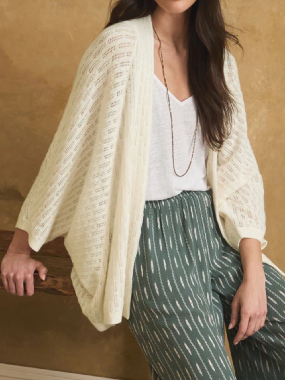 Garnet Hill sz small Anna Cream Cashmere Batwing Cardigan